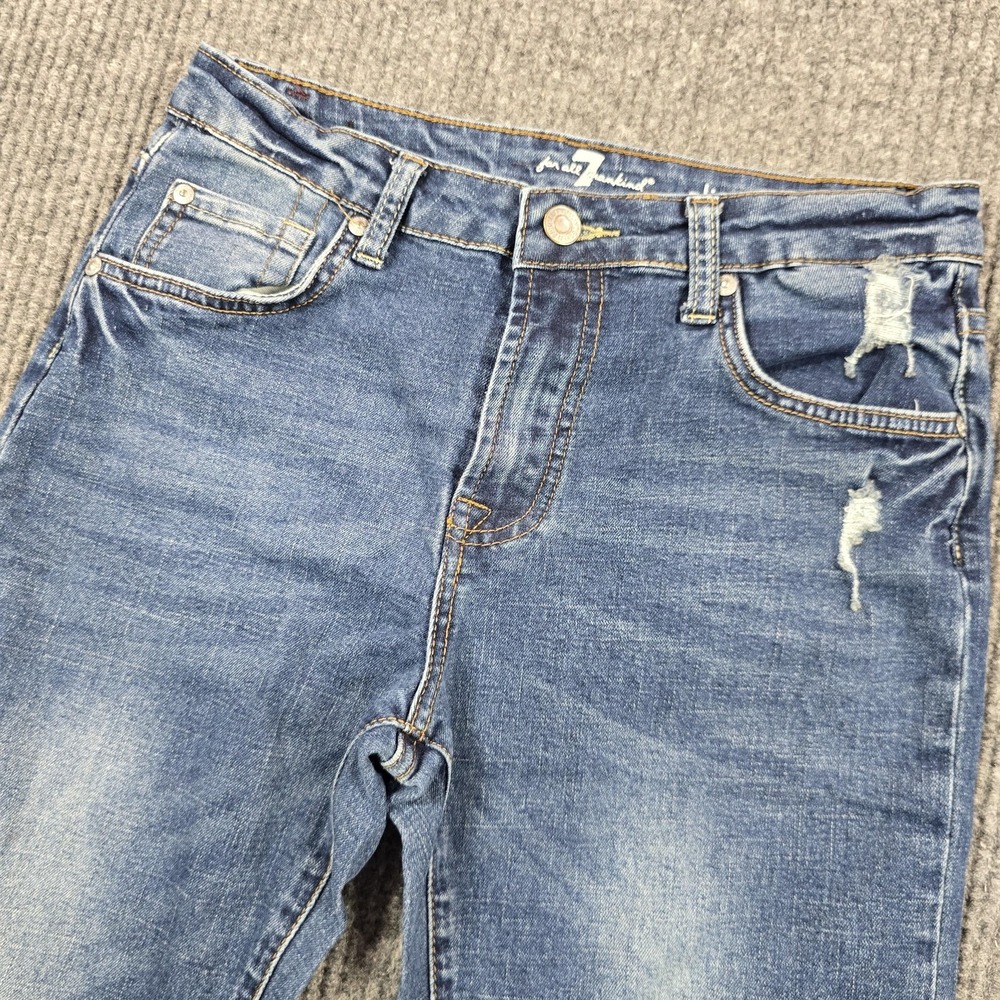 7 For All Mankind Slimmy Jeans Teens 16 Blue Distressed‎ Straight Leg 26x28.5